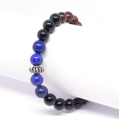 Bracelet homme oeil de tigre et hématite