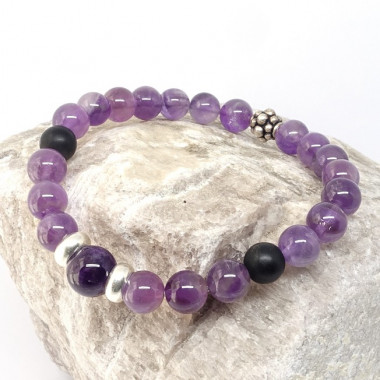 Améthyste et onyx mat, Bracelet