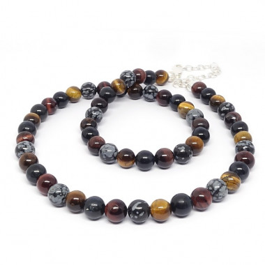 Les 3 oeils et obsidienn neige, collier homme