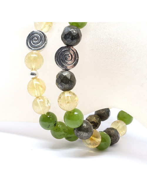 Jade, pyrite et citrine