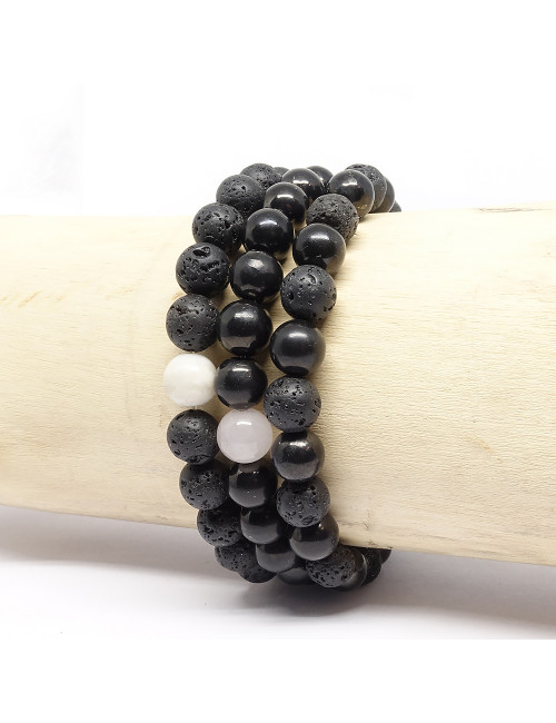 Bracelet Homme en lave et howlite