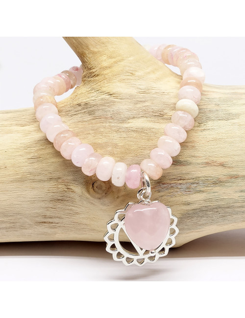 Morganite et coeur en quartz rose