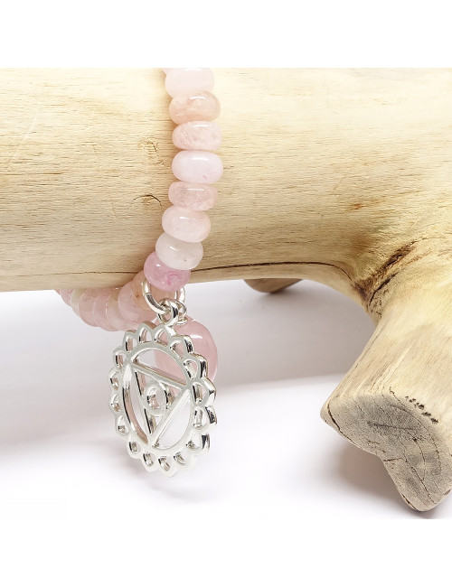 Morganite et coeur en quartz rose