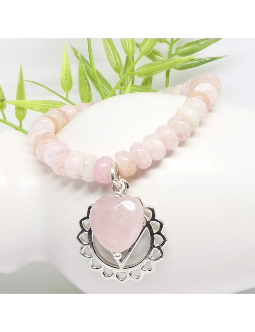 Morganite et coeur en quartz rose