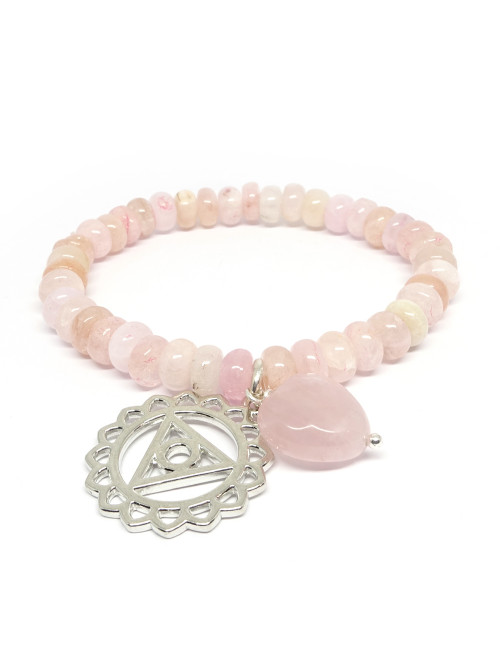 Morganite et coeur en quartz rose