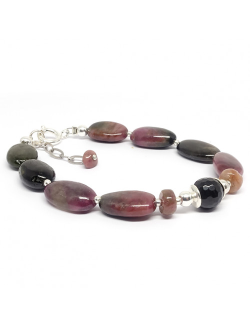 Bracelet création en tourmaline multicolore