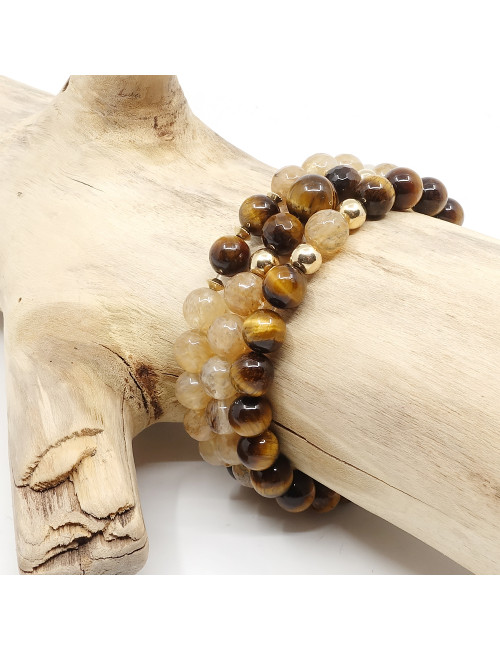 Oeil de tigre et citrine facettée