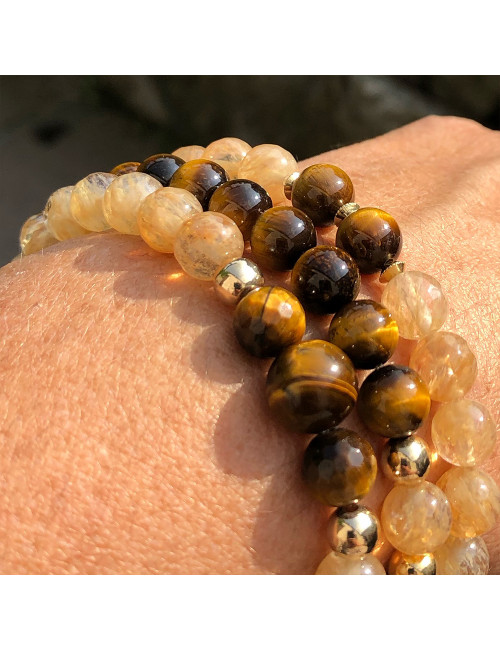 Oeil de tigre et citrine facettée