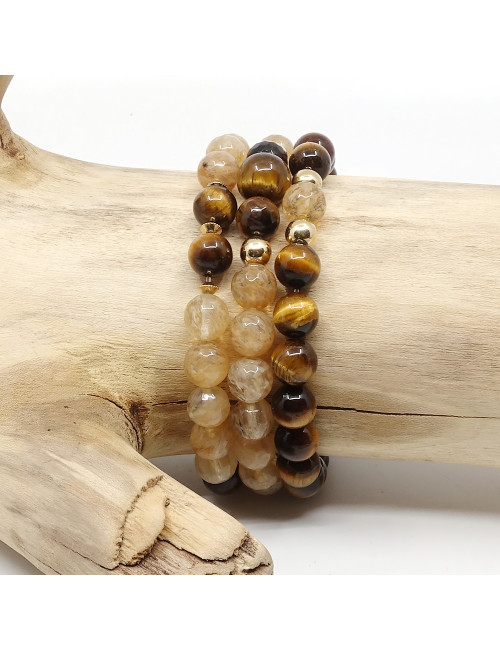 Oeil de tigre et citrine facettée