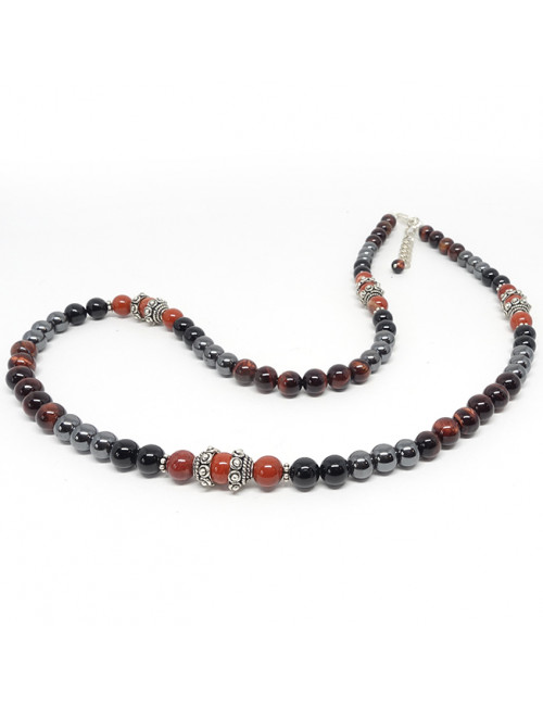 Tourmaline, oeil de taureau,hématite et jaspe rouge