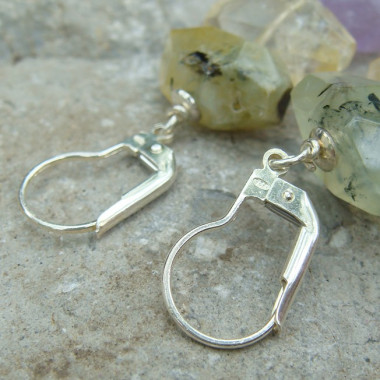 Boucles d'oreilles en améthyste, citrine et prehnite cristaux