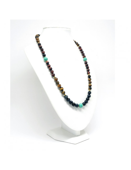 Pierres des 3 oeils (oeil de tigre, oeil de faucon et oeil de taureau) et malachite