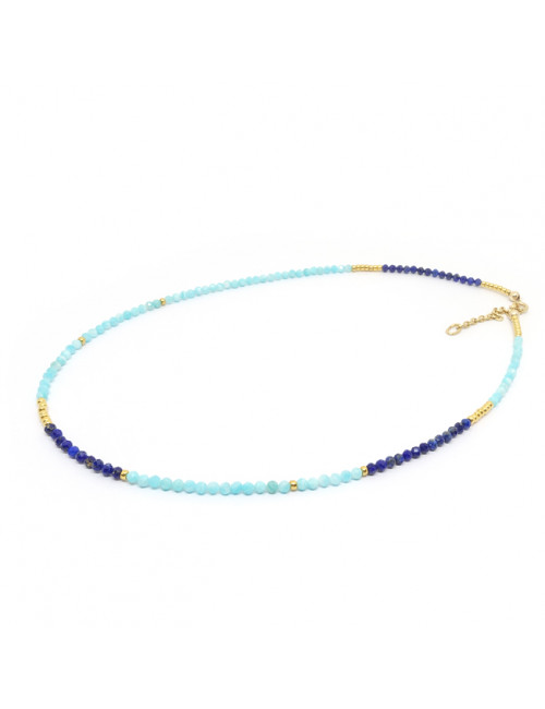 Amazonite et lapis lazuli facettées