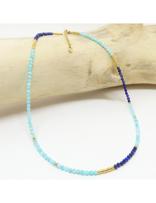 Amazonite et lapis lazuli facettées