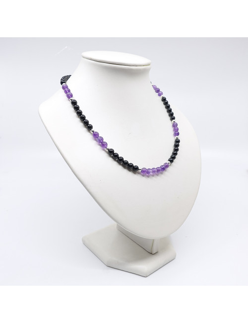 Onyx noir et améthyste