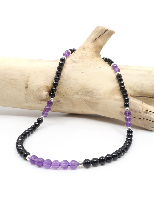 Onyx noir et améthyste