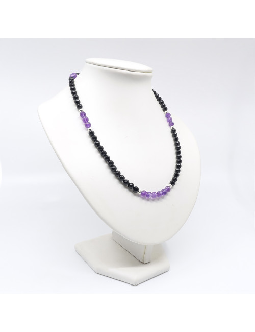 Onyx noir et améthyste