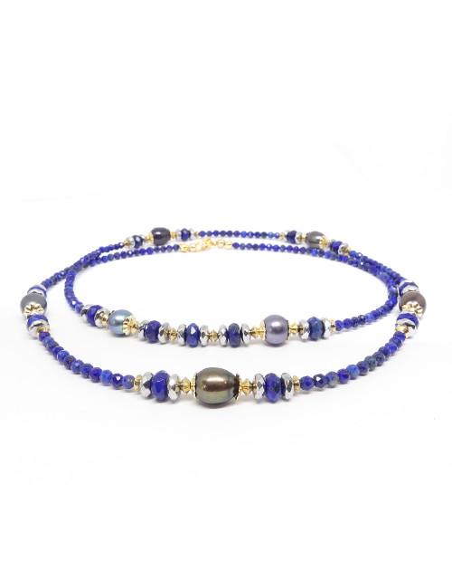 Hématite et lapis lazuli facetté