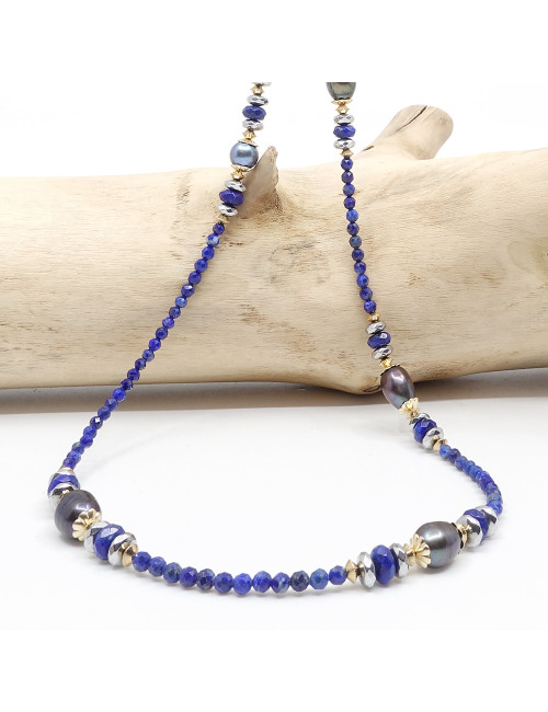 Hématite et lapis lazuli facetté