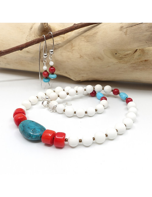 nacre, turquoise et corail