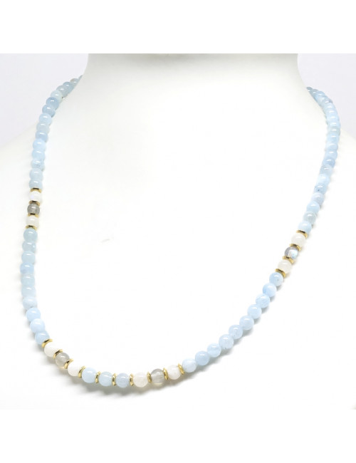Aigue-marine, pierre de lune et labradorite
