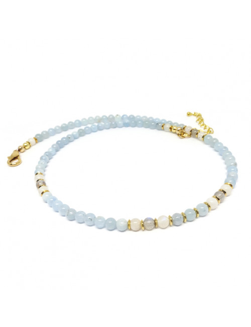 Aigue-marine, pierre de lune et labradorite