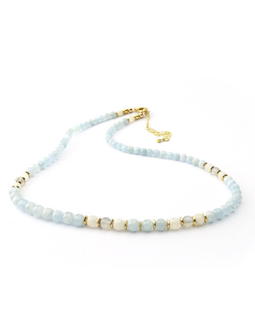 Aigue-marine, pierre de lune et labradorite