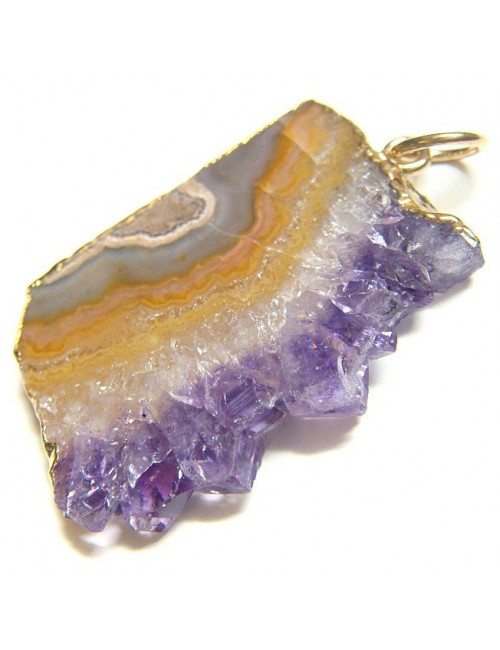 MADE IN BRAZIL - Pendentif tranche d'améthyste - cristaux