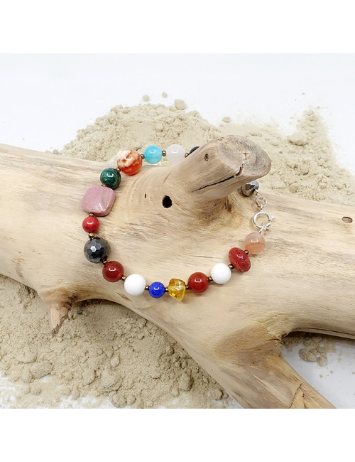 Bracelet multi pierres et argent 925
