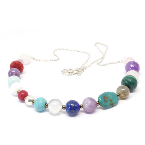 Pierres veritables sur chaîne argent 925