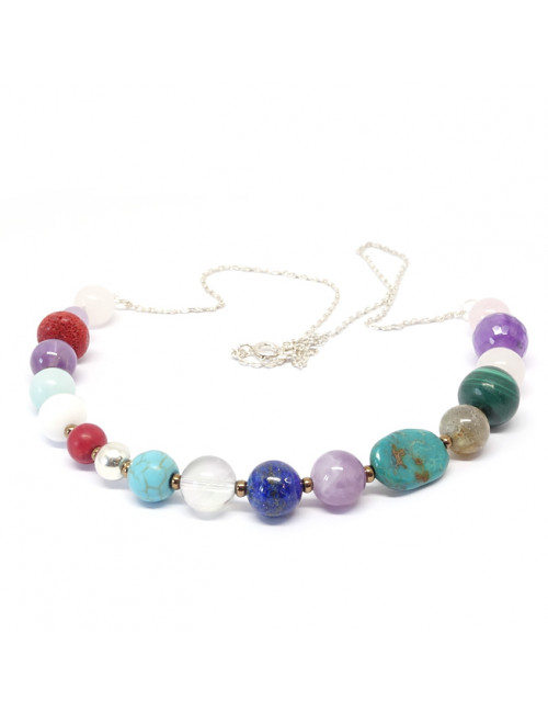 Pierres veritables sur chaîne argent 925