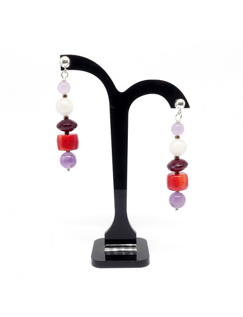 Boucles d'oreilles de la collection Mahalo en pierres semi-précieuses et argent 925.