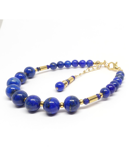 Lapis lazuli et petites perles gold filled 14k