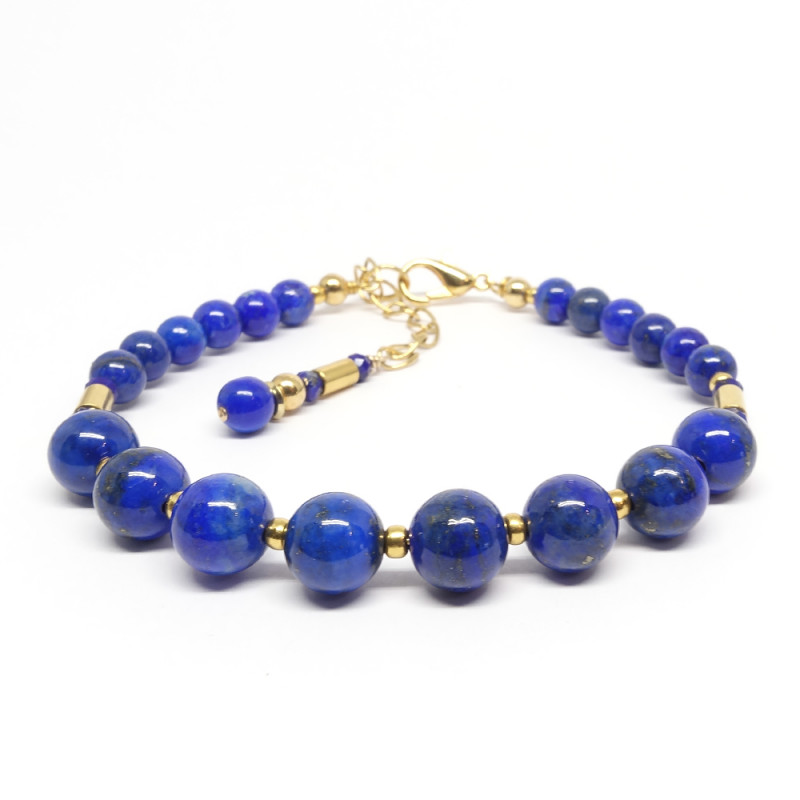Lapis lazuli et petites perles gold filled 14k