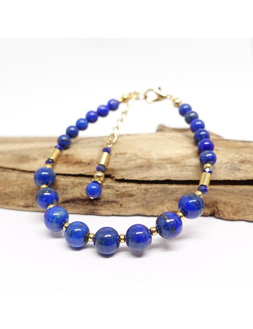 Lapis lazuli et petites perles gold filled 14k