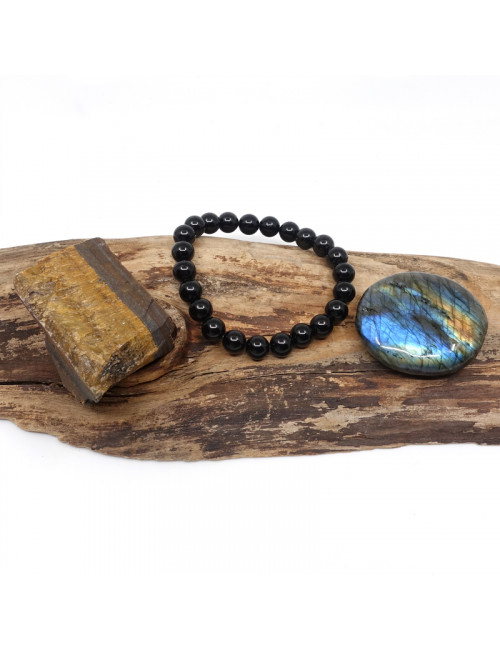 Coffret cadeau de pierres oeil de tigre, labradorite et tourmaline noire