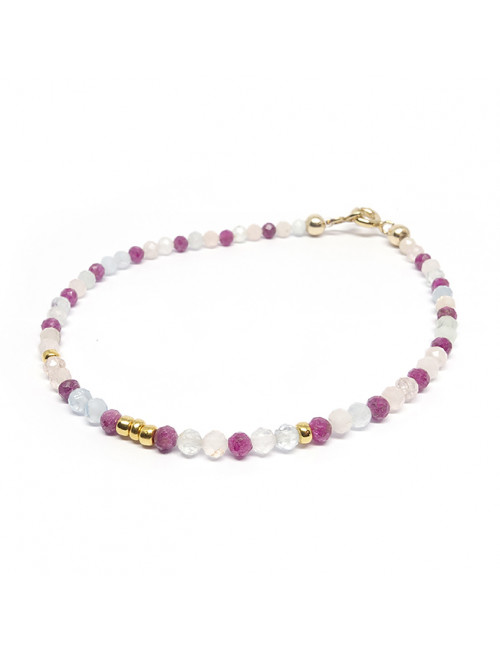 Morganite et rubis facettés