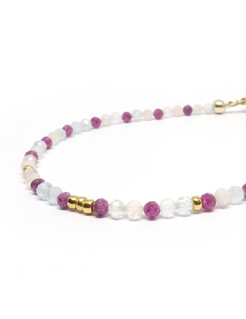 Morganite et rubis facettés