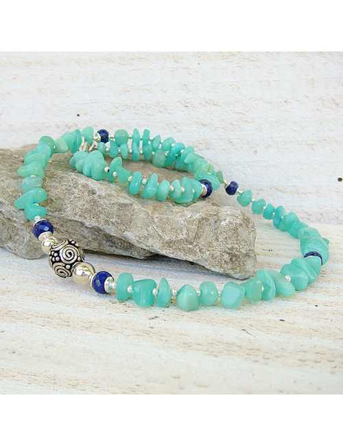 Collier chrysoprase et lapis lazuli