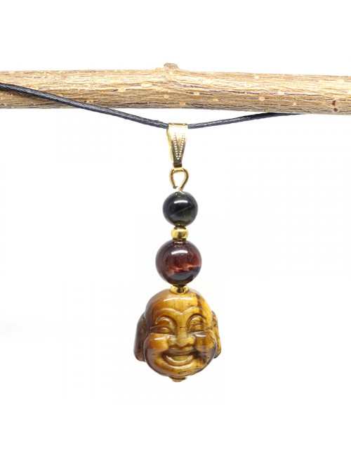 Les 3 "œils" bouddha en oeil de tigre, Pendentif création