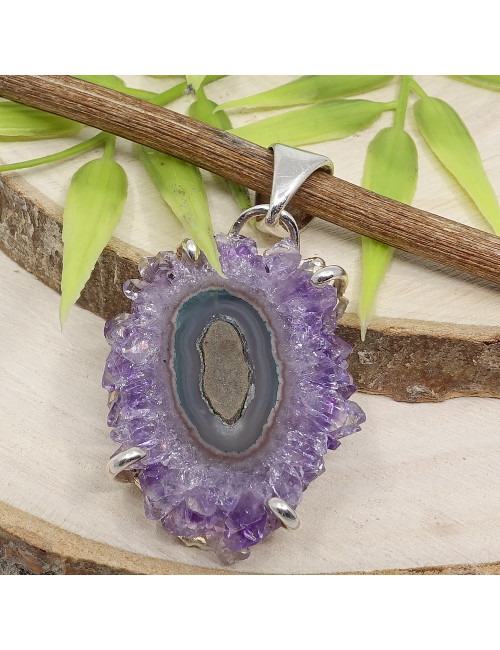 Pendentif en améthyste "tranche de  stalactite".