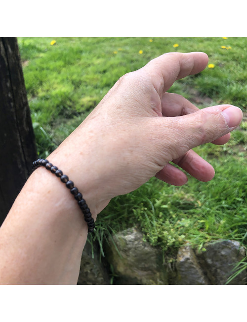 Quartz fumé, Bracelet extensible fin 4 mm