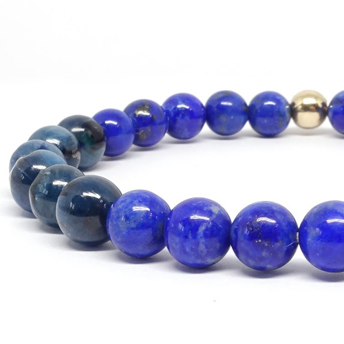 Lapis lazuli et cyanite 6 mm, Bracelet extensible