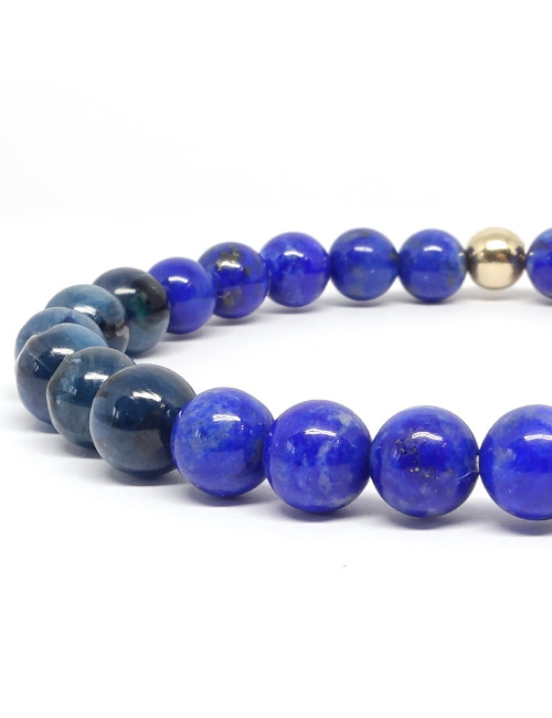 Lapis lazuli et cyanite 6 mm, Bracelet extensible