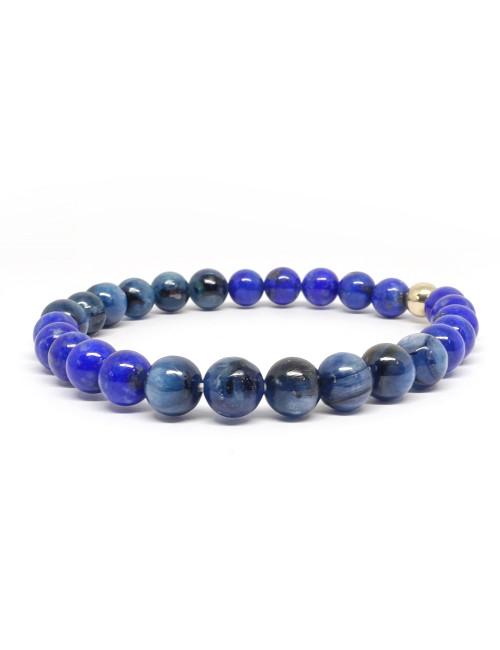 Lapis lazuli et cyanite 6 mm, Bracelet extensible