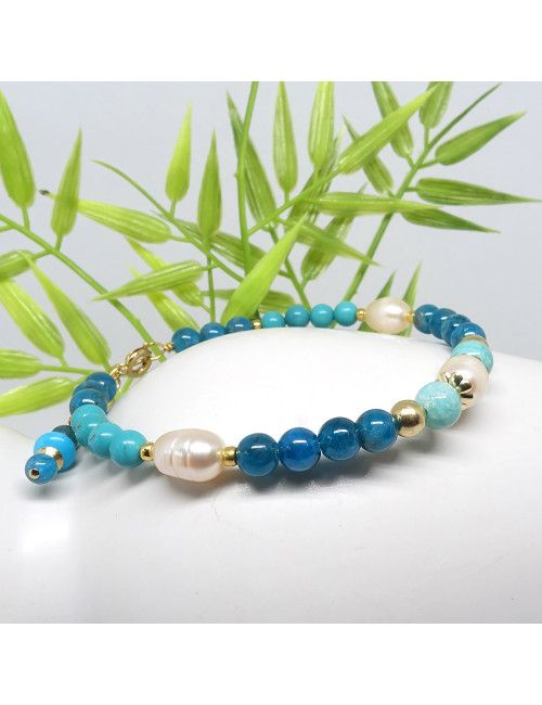 Apatite, turquoise, amazonite et perles biwa