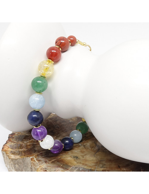 Bracelet en Pierres des 7 chakras et plaqué or