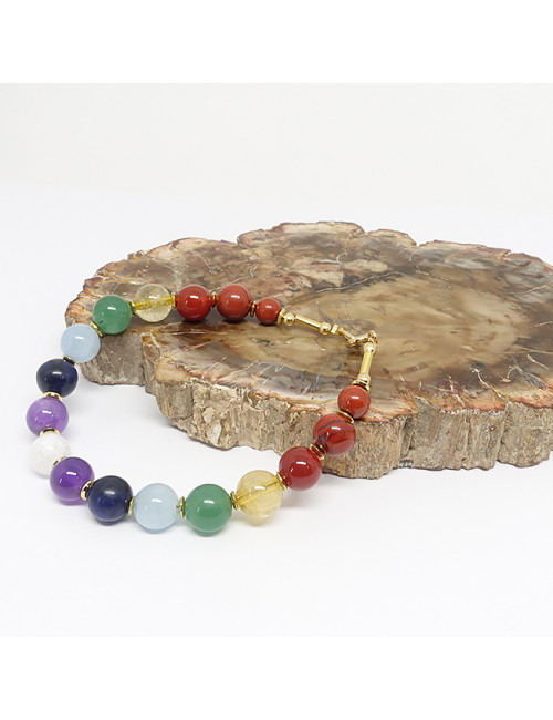 Bracelet en Pierres des 7 chakras et plaqué or