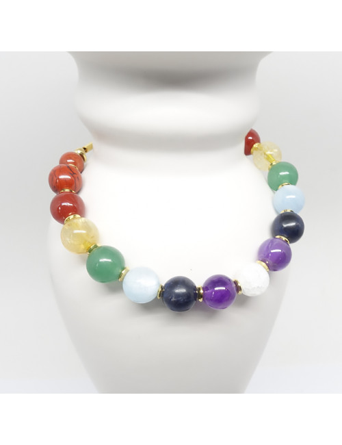 Bracelet en Pierres des 7 chakras et plaqué or