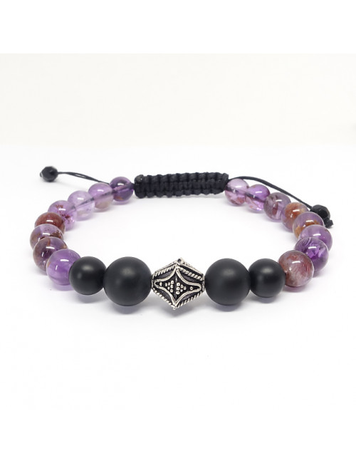Bracelet homme en PIERRE Auralite et onyx mat